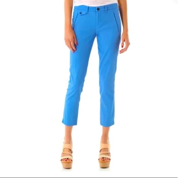 rag & bone Pants - Rag & Bone Dress Pants Blue Eloise Azure Crepe Slim-Leg Cotton Blend Size 4